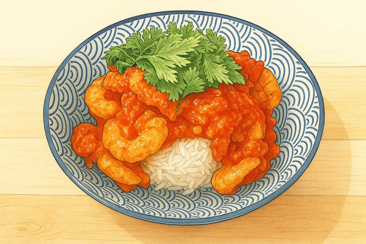 Plat de rougail crevettes